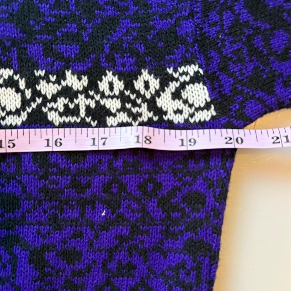 Vtg Patterned Cardigan Sweater Women's Buttons Purple Black 80s Bold Dopamine‎ M - Picture 7 of 8